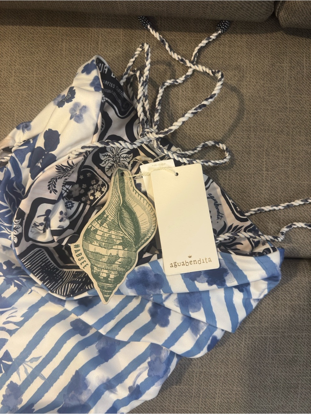 Aguabendita Navy & White Floral Tile
One-Piece Swimsuit. - Picture 2 of 4